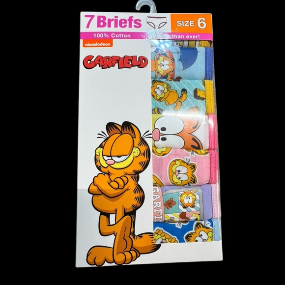 Nickelodeon Garfield 100% Cotton Girls Briefs Multicolor 7 Pack New in box Sz 6 - Picture 1 of 6